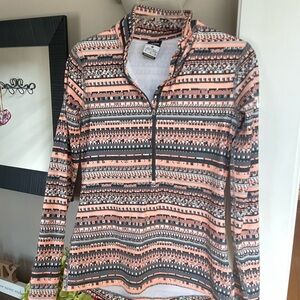 Nike Women's Long Sleeve Top - Peach and Black Pattern